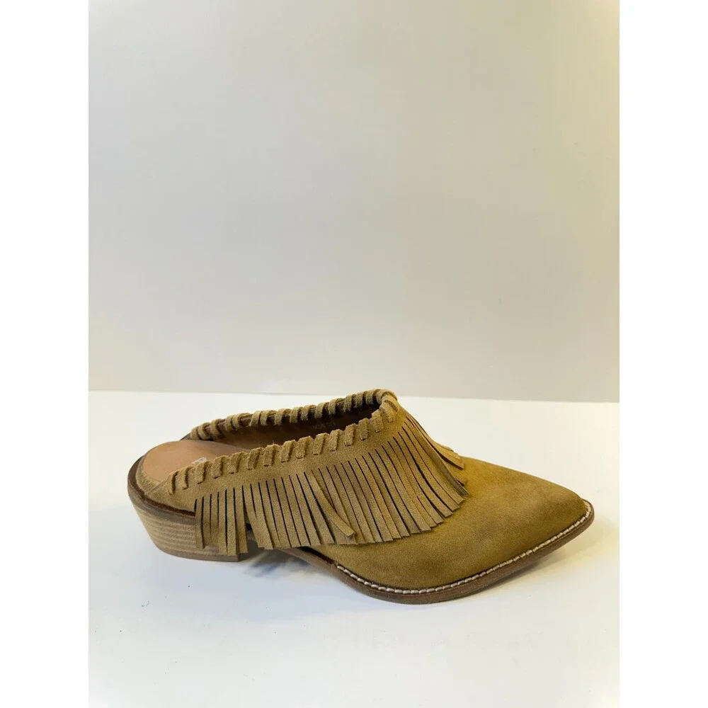Antelope Womens Sandals Dabney Fringe Suede Muels Brown US 9 EU 39